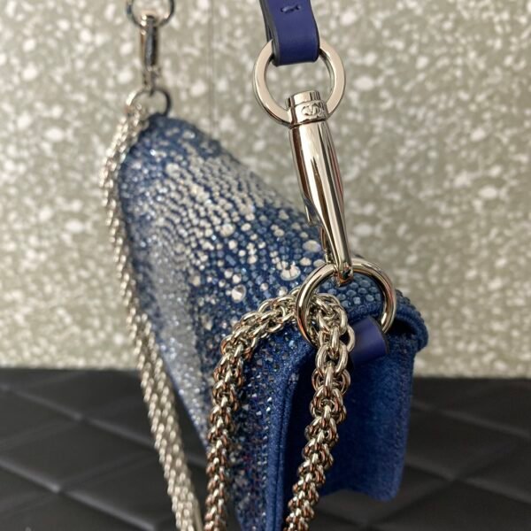 Valentino Garavani  small Locò embellished denim shoulder bag.BW01 - Image 4