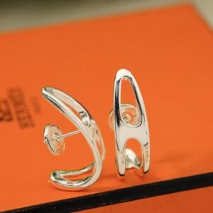 Earring with flying saucer earplugs 925 silver needle.JW01