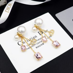 Pink purple zirconia pearl earrings.JW01