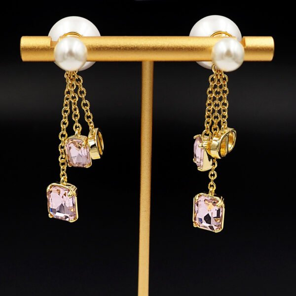 Pink purple zirconia pearl earrings.JW01 - Image 10