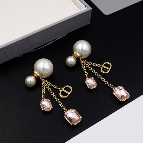 Pink purple zirconia pearl earrings.JW01 - Image 5