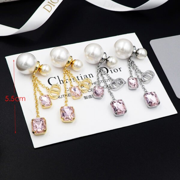 Pink purple zirconia pearl earrings.JW01 - Image 4