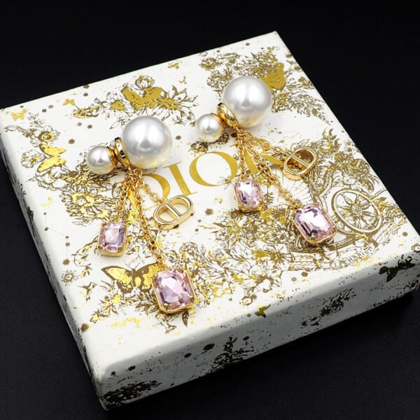 Pink purple zirconia pearl earrings.JW01 - Image 2