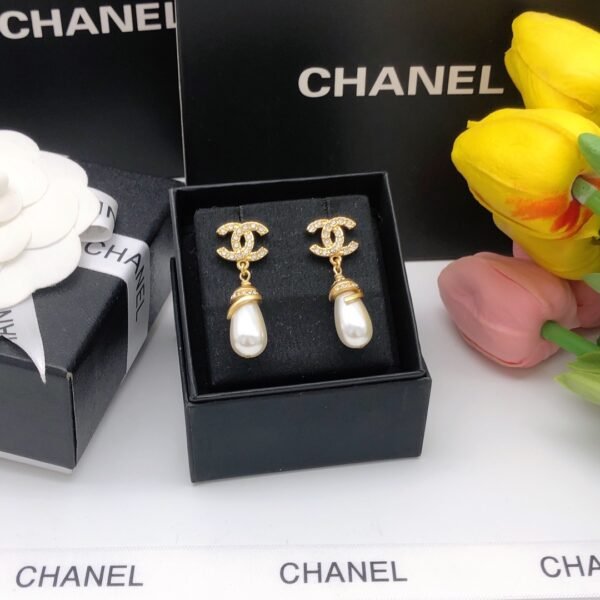 New Drop Pearl Pendant Diamond golden earrings.JW01 - Image 2