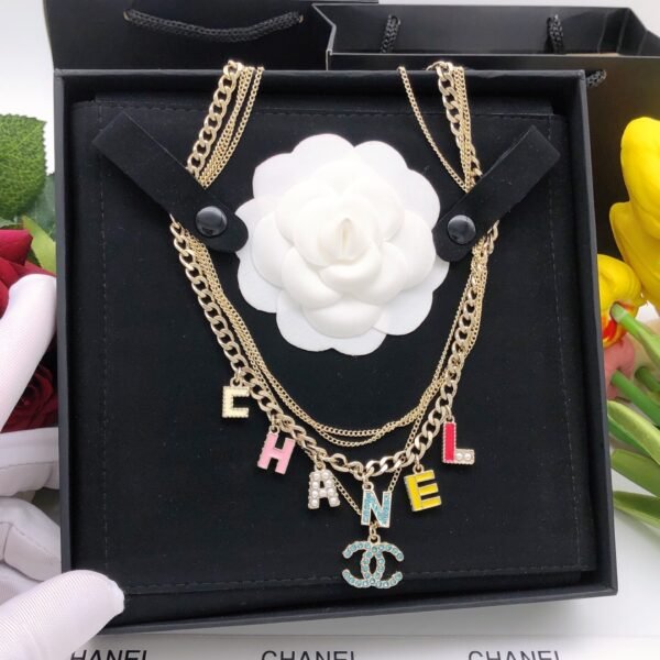 CH* NEL letter necklace color oil drip multi-layer.JW01 - Image 3