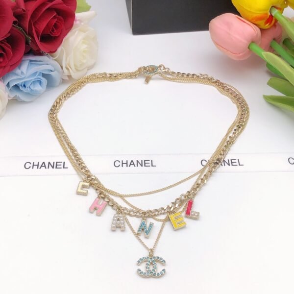 CH* NEL letter necklace color oil drip multi-layer.JW01 - Image 6