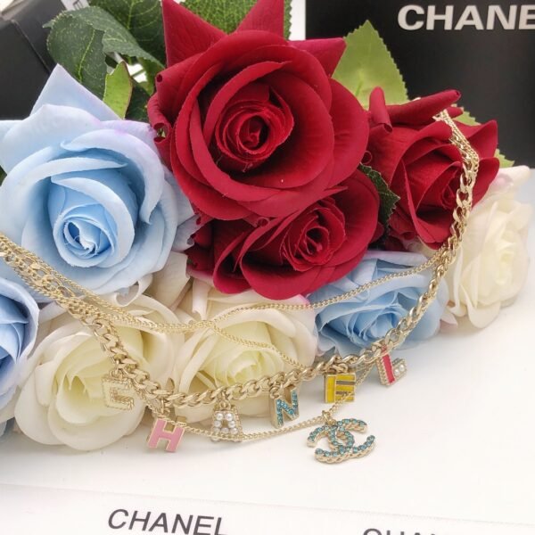 CH* NEL letter necklace color oil drip multi-layer.JW01 - Image 7