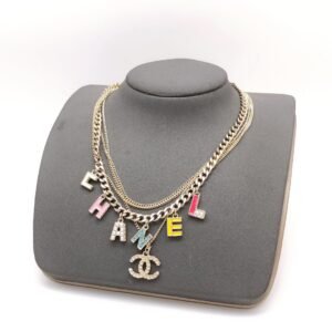CH* NEL letter necklace color oil drip multi-layer.JW01