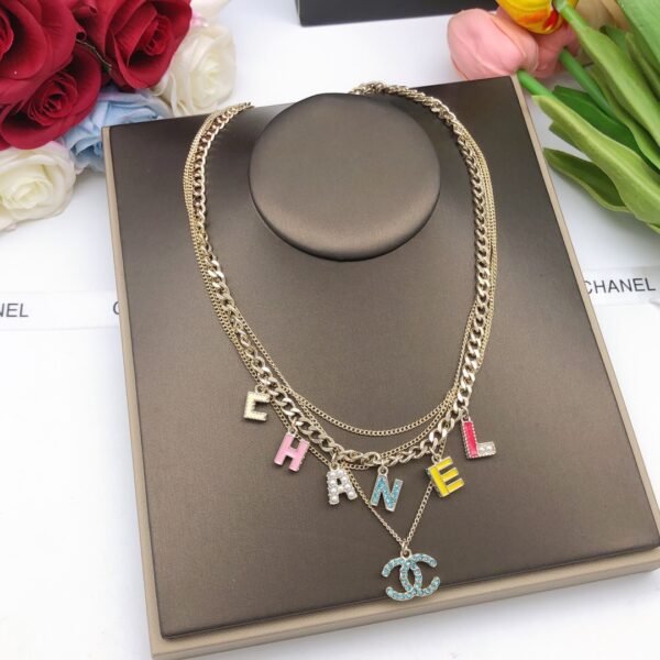CH* NEL letter necklace color oil drip multi-layer.JW01 - Image 2