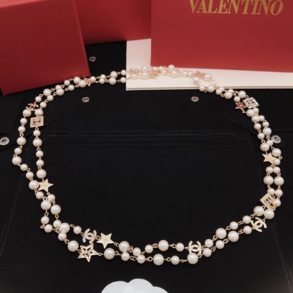 Square Diamond star pearl necklace.JW01 - Image 4