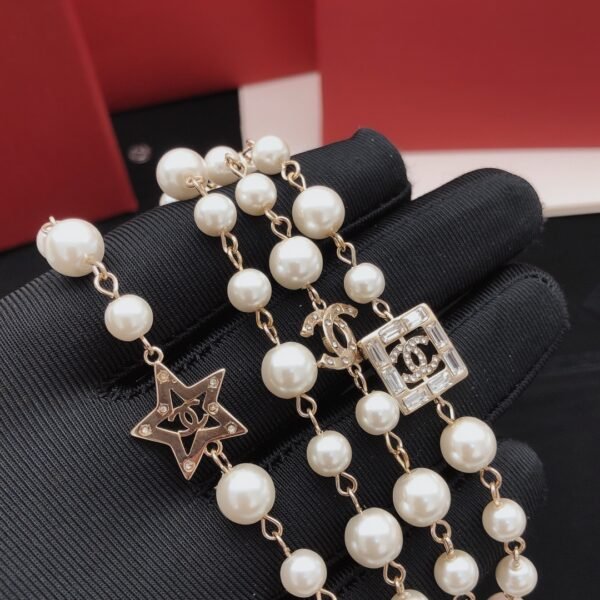 Square Diamond star pearl necklace.JW01 - Image 3