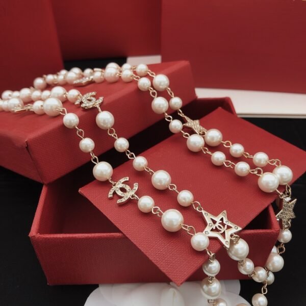 Square Diamond star pearl necklace.JW01 - Image 2