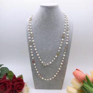 Square Diamond star pearl necklace.JW01