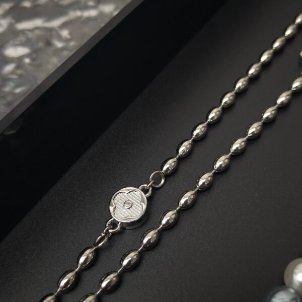 Pearl fusion necklace with metal beads and glass beads.JW01 - Image 3