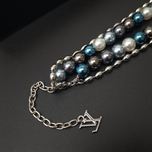 Pearl fusion necklace with metal beads and glass beads.JW01 - Image 7