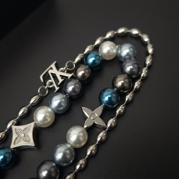 Pearl fusion necklace with metal beads and glass beads.JW01 - Image 5