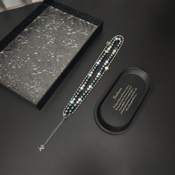 Pearl fusion necklace with metal beads and glass beads.JW01 - Image 4
