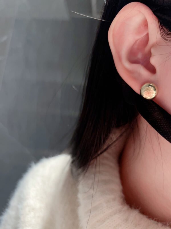 Small gold/silver bean earrings 925 silver needle.JW01 - Image 7