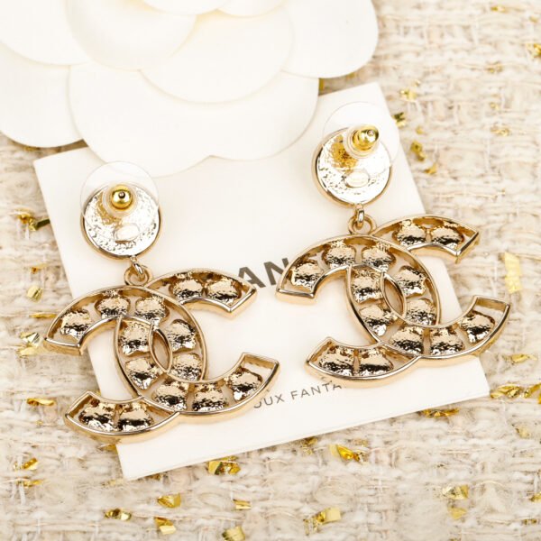 Pearls and rainbow diamond double C earrings.JW01 - Image 4