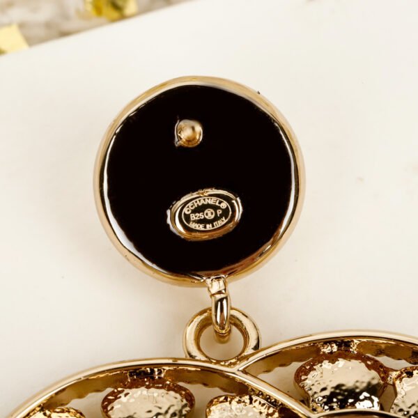Pearls and rainbow diamond double C earrings.JW01 - Image 6