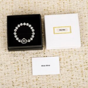 M!u M!u enamel letter Full Diamond Bracelet. JW01
