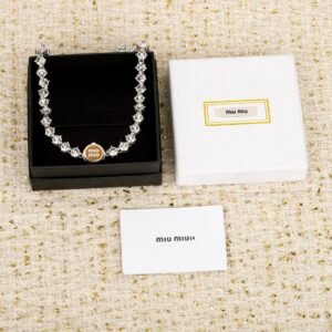 M!u M!u enamel letter Full Diamond Bracelet. JW01