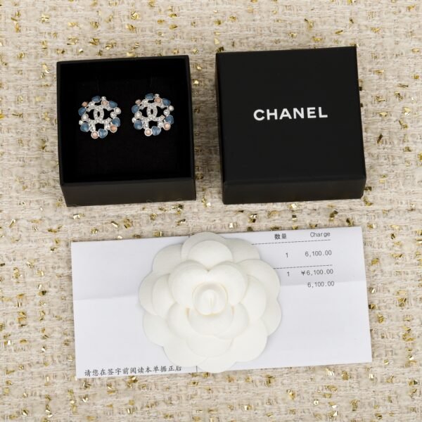 Blue Heart Rhinestone Earrings. JW01