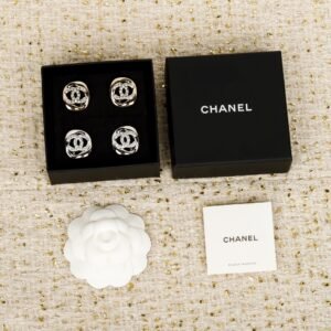 Hollow Square Earrings CC logo with Swarovski Rhinezstones embedded.JW01