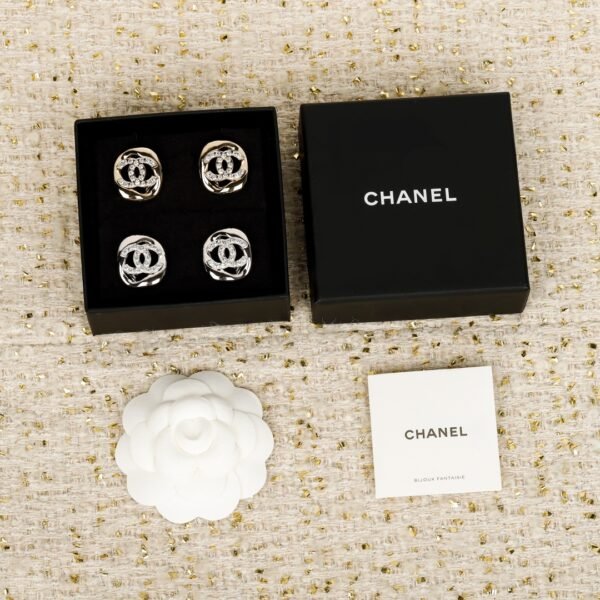 Hollow Square Earrings CC logo with Swarovski Rhinezstones embedded.JW01