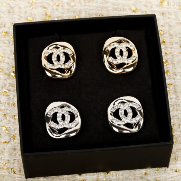 Hollow Square Earrings CC logo with Swarovski Rhinezstones embedded.JW01 - Image 2