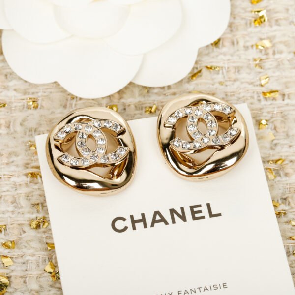 Hollow Square Earrings CC logo with Swarovski Rhinezstones embedded.JW01 - Image 3