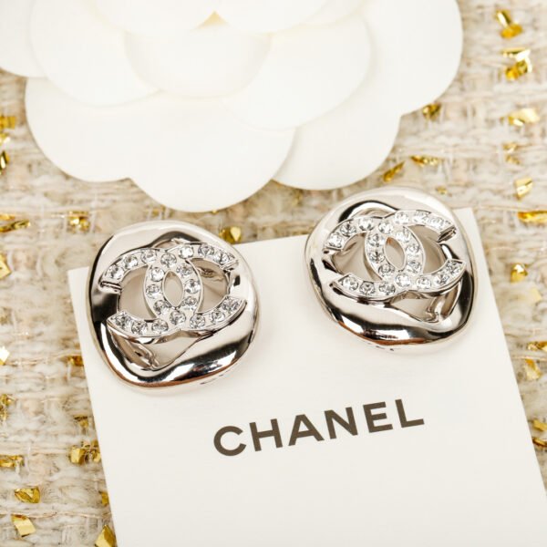 Hollow Square Earrings CC logo with Swarovski Rhinezstones embedded.JW01 - Image 4