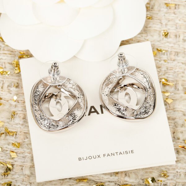 Hollow Square Earrings CC logo with Swarovski Rhinezstones embedded.JW01 - Image 5