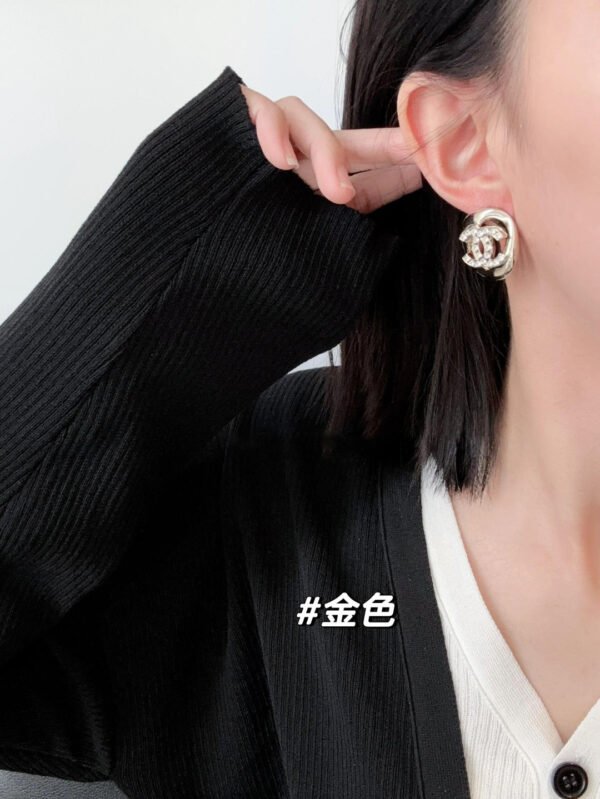 Hollow Square Earrings CC logo with Swarovski Rhinezstones embedded.JW01 - Image 7