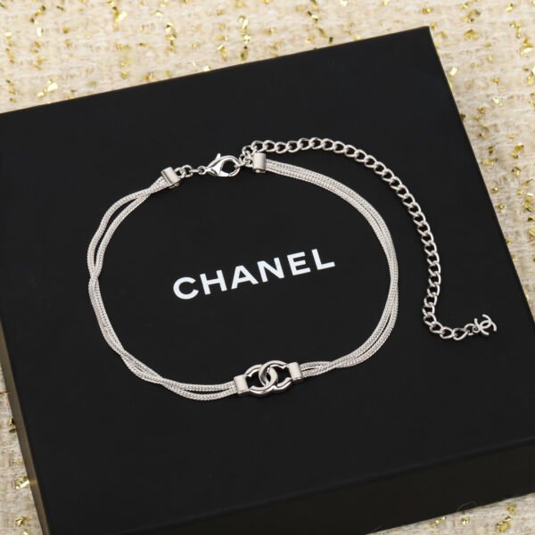 Double-layer choker snake bone double C necklace.JW01 - Image 2