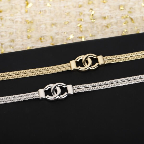 Double-layer choker snake bone double C necklace.JW01 - Image 4
