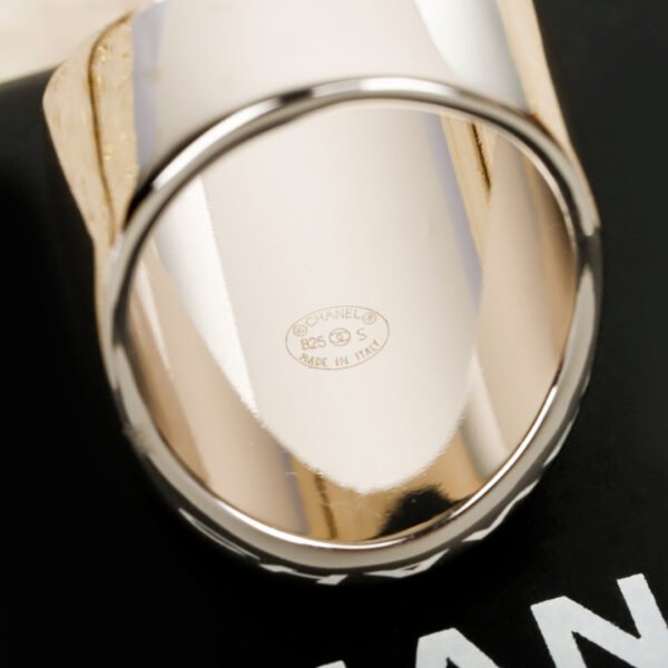 Silver mirror ring white Enamel double C + mirror.JW01 - Image 6