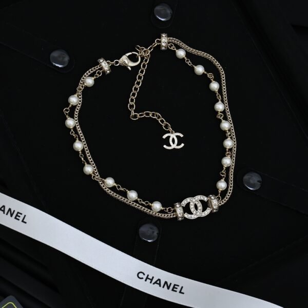 Chopin Snake Bone and Pearl diamond double-layer Necklace.JW01