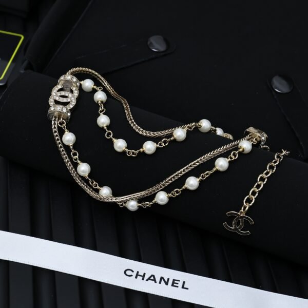 Chopin Snake Bone and Pearl diamond double-layer Necklace.JW01 - Image 3