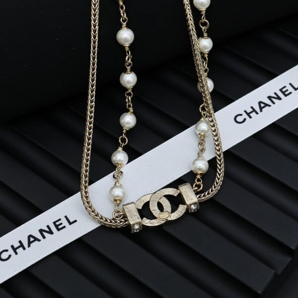 Chopin Snake Bone and Pearl diamond double-layer Necklace.JW01 - Image 4