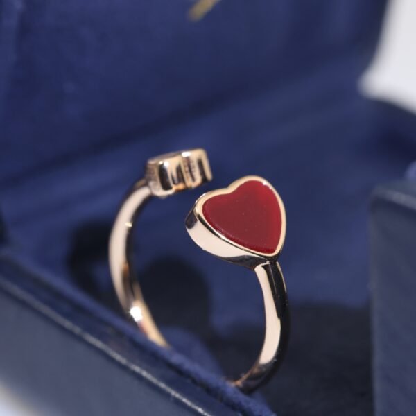 Happy Hearts series Love rings Diamond and red stone.JW01
