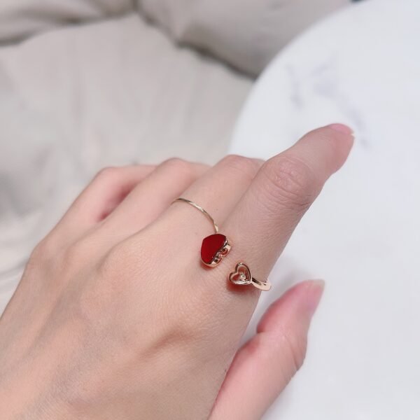Happy Hearts series Love rings Diamond and red stone.JW01 - Image 9