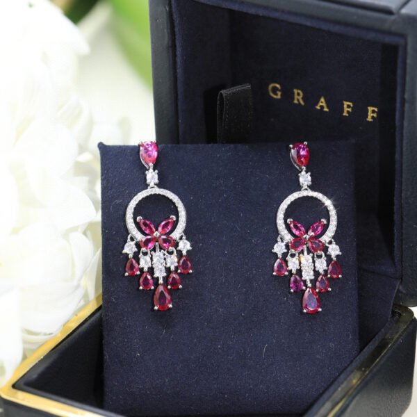 Diamond Studded Pink luxury earrings 925 silver needle.JW01 - Image 7