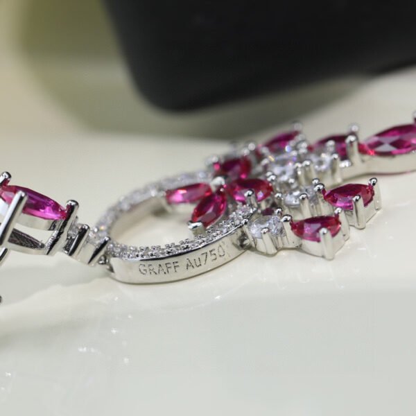 Diamond Studded Pink luxury earrings 925 silver needle.JW01 - Image 6