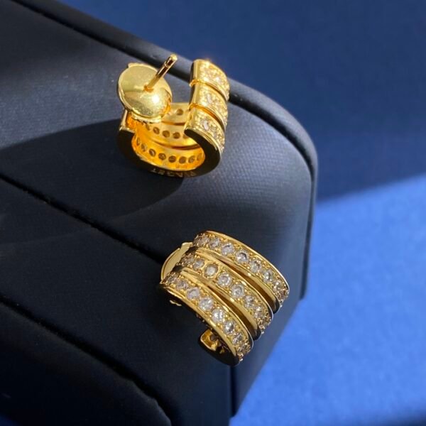 C shaped full diamond flying saucer earrings.JW01 - Image 2