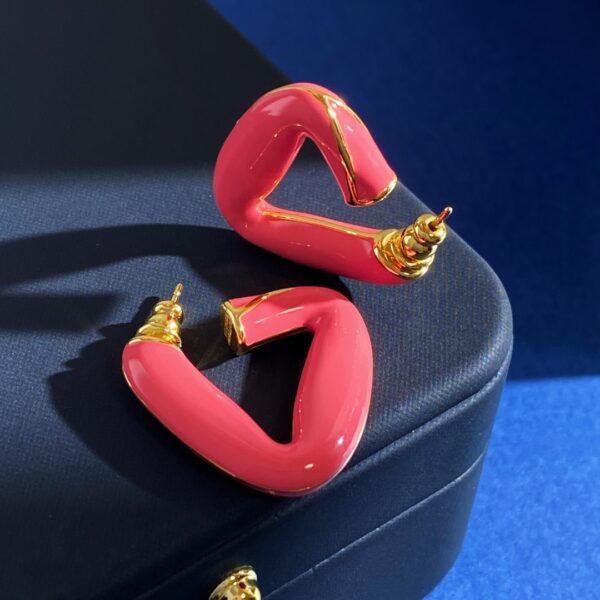 Three-dimensional geometric enamel glaze triangle earrings.JW01 - Image 2
