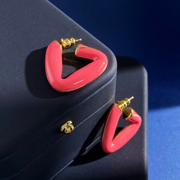 Three-dimensional geometric enamel glaze triangle earrings.JW01 - Image 3