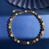 Sunflower bud diamond necklace brass material. JW01