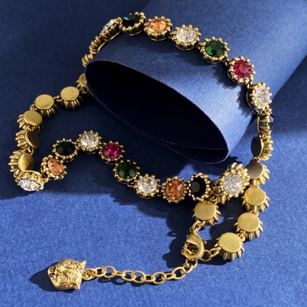 Sunflower bud diamond necklace brass material. JW01 - Image 3