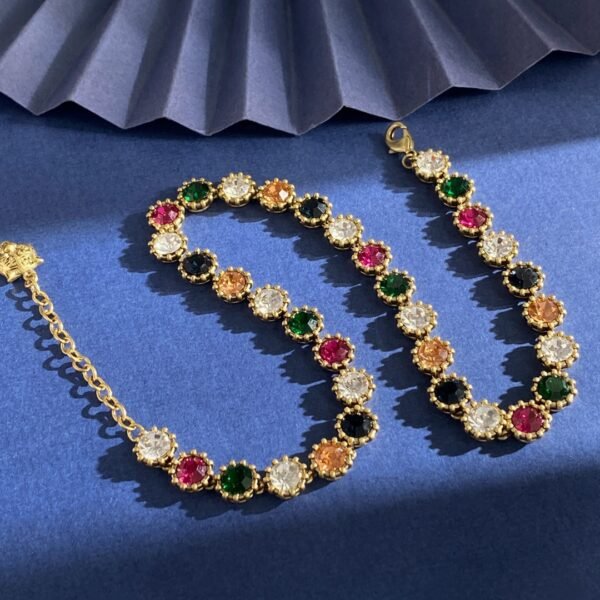 Sunflower bud diamond necklace brass material. JW01 - Image 6
